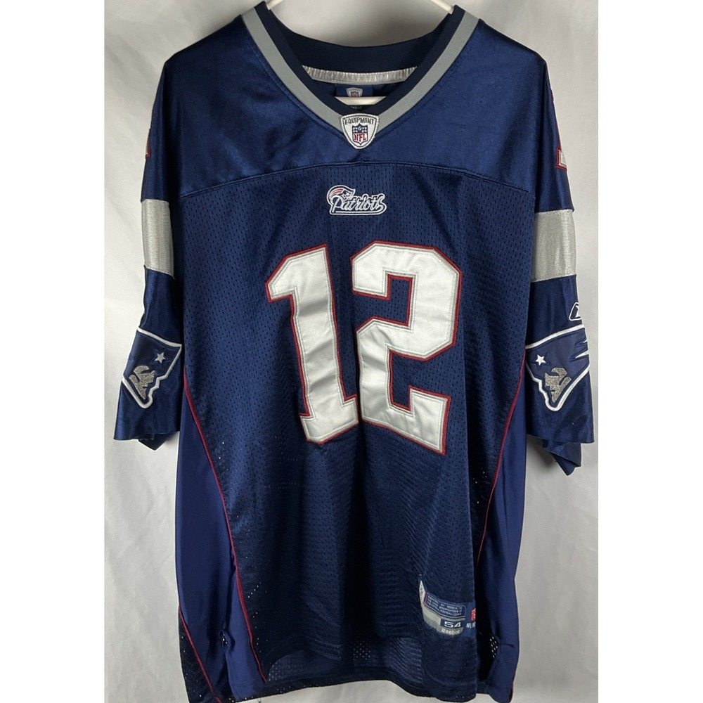 Tom Brady Patriots Reebok On Field Mens 54 Blue #12 Pre Nike NFL Fully Stitched
